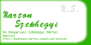marton szephegyi business card